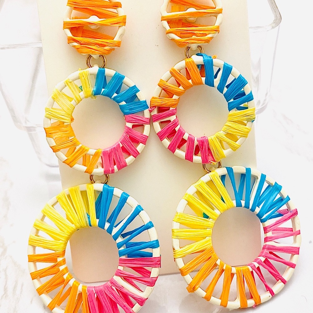 Bold & Bright Raffia Earring Set - Picture 5 of 5